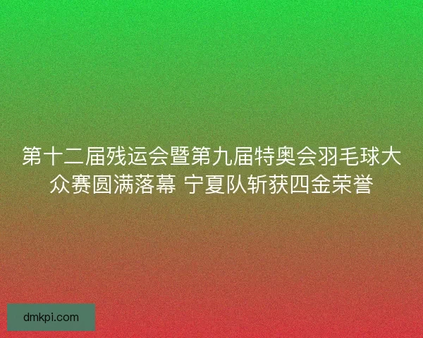 第十二届残运会暨第九届特奥会羽毛球大众赛圆满落幕 宁夏队斩获四金荣誉
