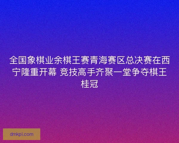全国象棋业余棋王赛青海赛区总决赛在西宁隆重开幕 竞技高手齐聚一堂争夺棋王桂冠